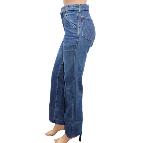 Vintage 70s High Waist Straight Leg Jeans Size 26 - Picture 4 of 6